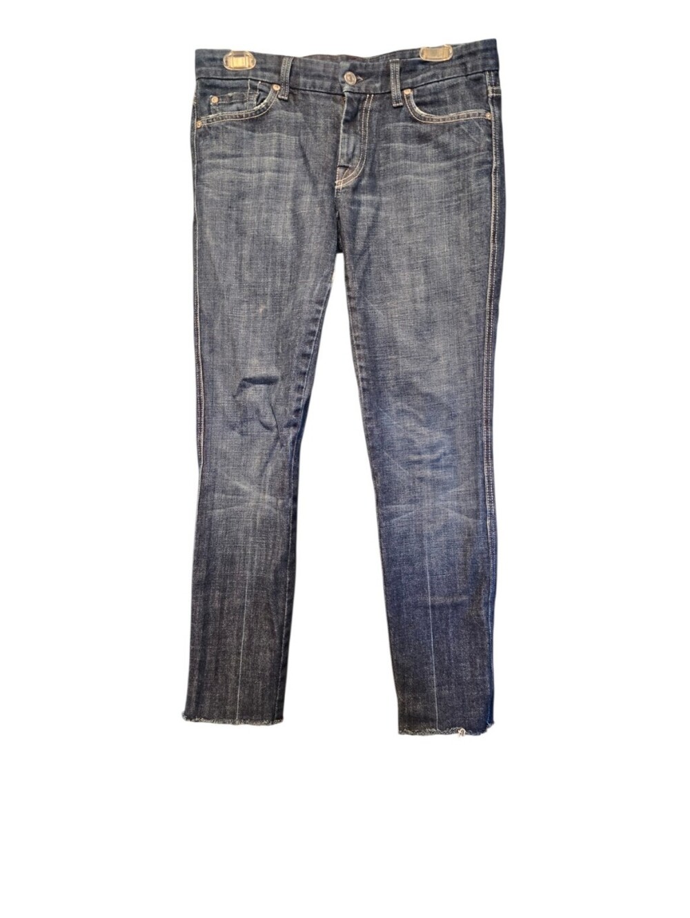 7 For All Mankind Women's Skinny Jeans in Dark Wash Blue Sz 28